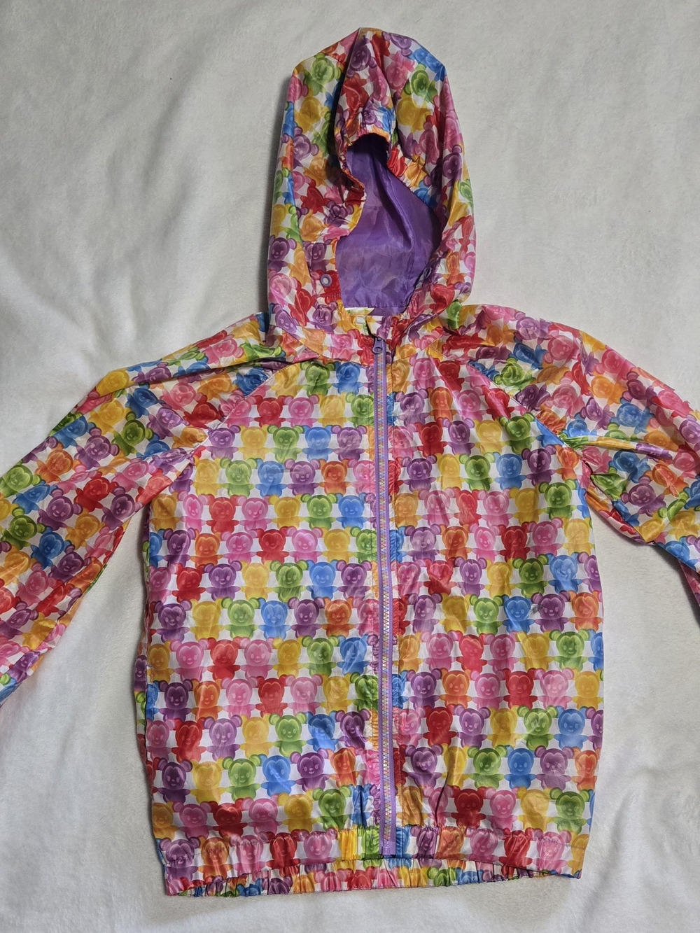 Disney Multicolor Floral Raincoat with Purple Hood Lining